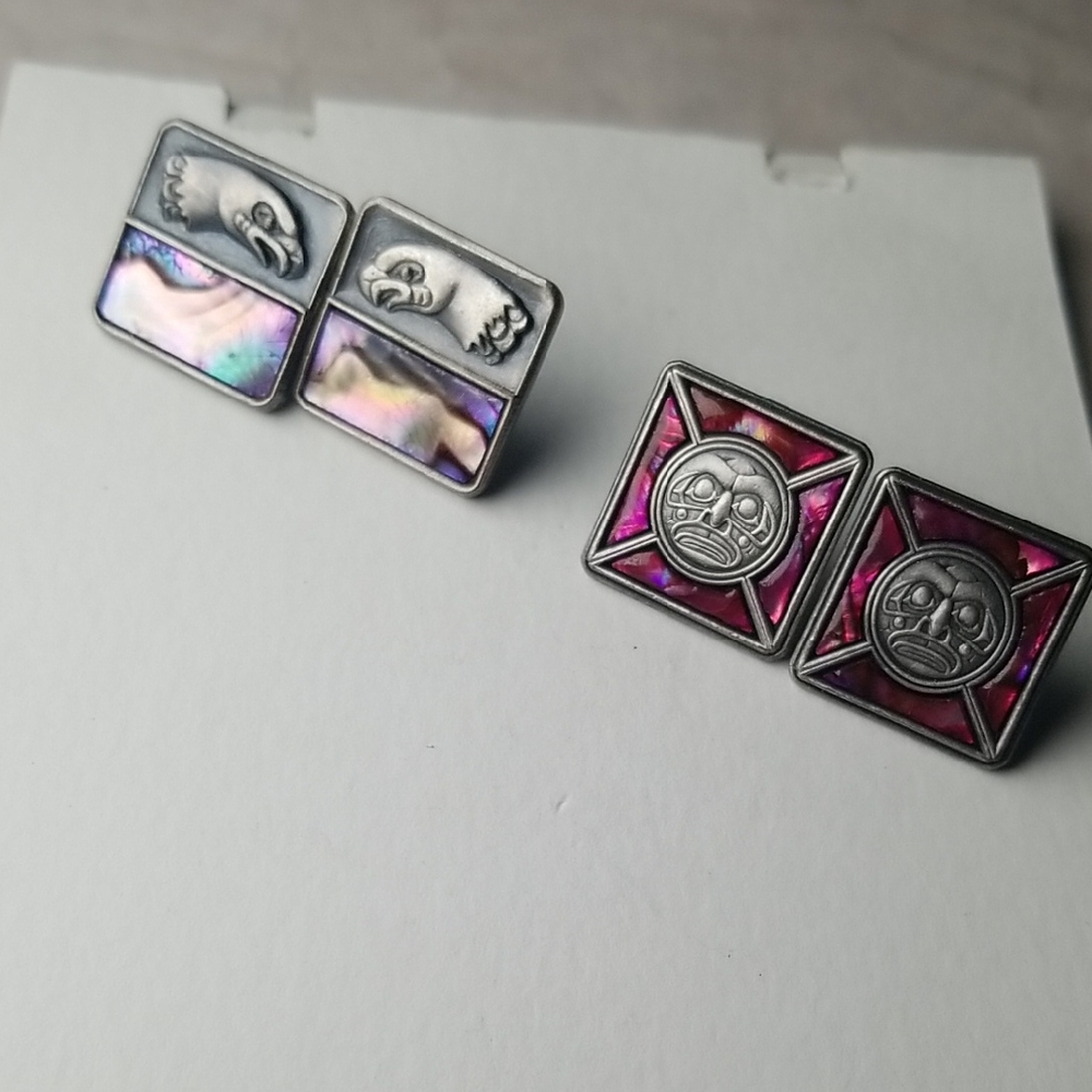 Pair Of Pearlescent Square Earrings